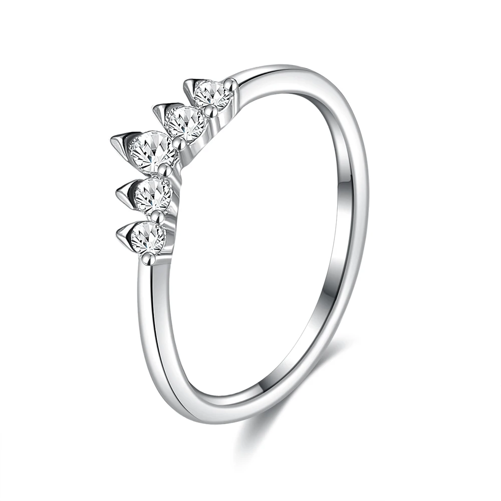 

ZEMIOR 925 Sterling Silver Finger Rings For Women Vintage Retro Stackable Crown Rings Band Silver Fine Jewelry Anniversary Gift