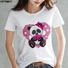 Милая футболка с пандой, женские летние повседневные футболки, футболки Harajuku в Корейском стиле, Графические Топы, новая кавайная женская футболка с коротким рукавом