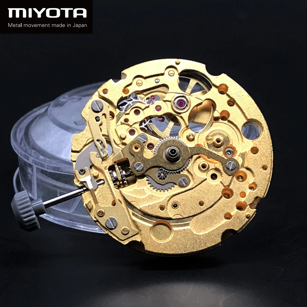 NEW Miyota Gold Skeleton Mechanical Movement 82S0 Japan Automatic Self-winding Movt Parashock 21 Jewels Brand Replace Part