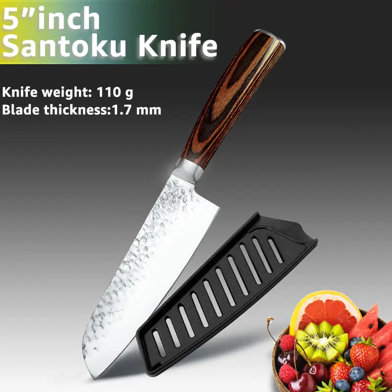 5 in Santoku knife Набор кухонных ножей, ножи шеф-повара, японские 7CR17 440C, высокоуглеродистая Нержавеющая сталь, Santoku, нож для нарезки мяса - Цвет: 5 in Santoku knife