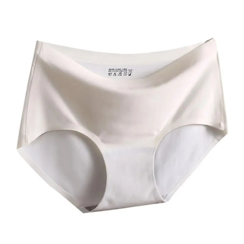 Sexy Underwear Seamless Solid Color Silk Satin Briefs Women\'s Comfortable Panties for women | Женская одежда