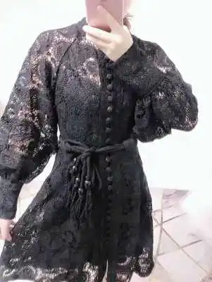 

Elegant Embroidery Solid Apricot 2021 Party High Waist Boho Long Sleeve Vintage Lace A-Line Dresses Women Beach Spring Dress