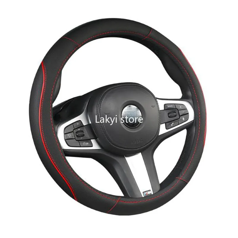 

Imitation D-type Original Anti-skid and Breathable Faux Leather Car Steering Wheel Cover Universal 15inch 38cm Black Red