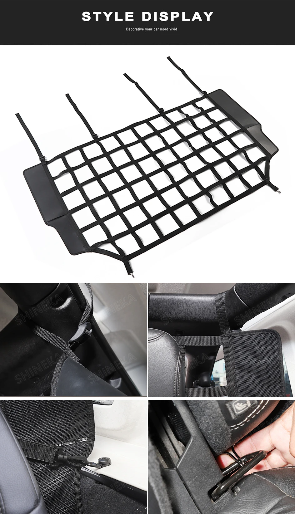 SHINEKA интерьерные молдинги для Jeep Wrangler JK JL 2007- Pet разделительная сетка забор Автомобильный багажник грузовая защитная сетка для Jeep Wrangler JK JL 2007- аксессуары