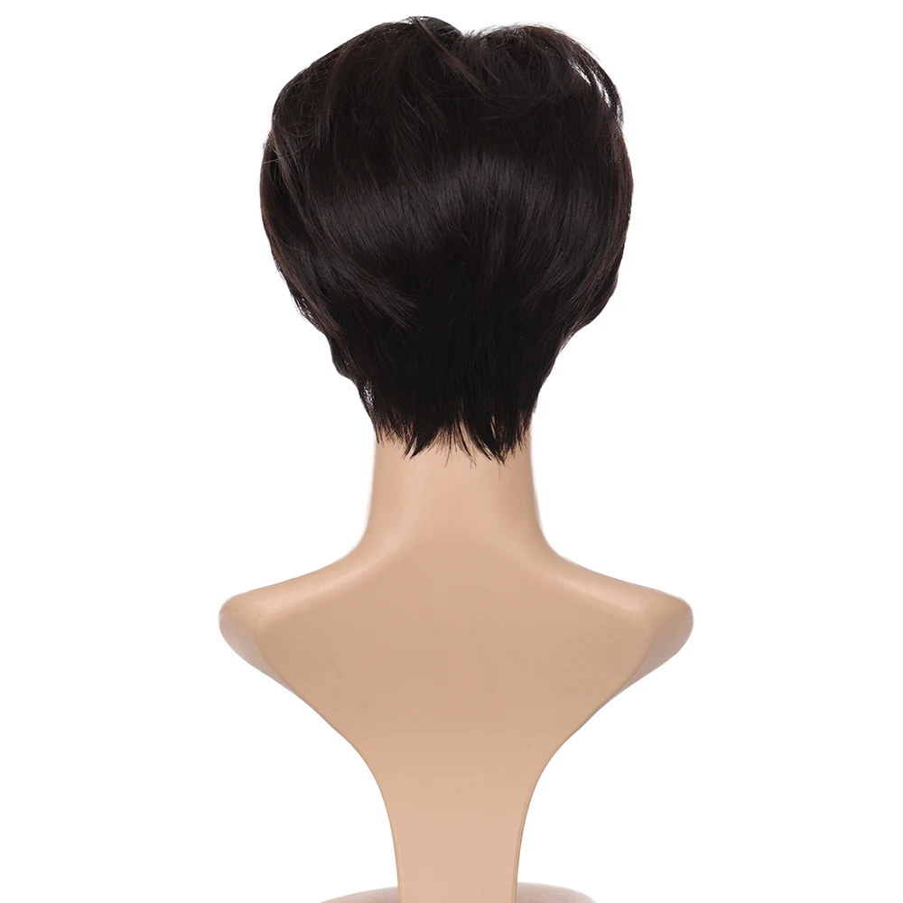 XUANGUANG синтетические волосы черно коричневые с челкой для мужчин парик