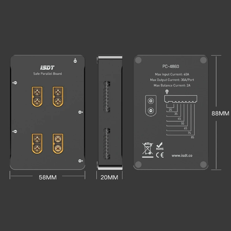 ISDT Pc-4860 безопасная параллельная плата 1 S-8 S 30A выход Xt60 Cnc зарядки | Игрушки и хобби
