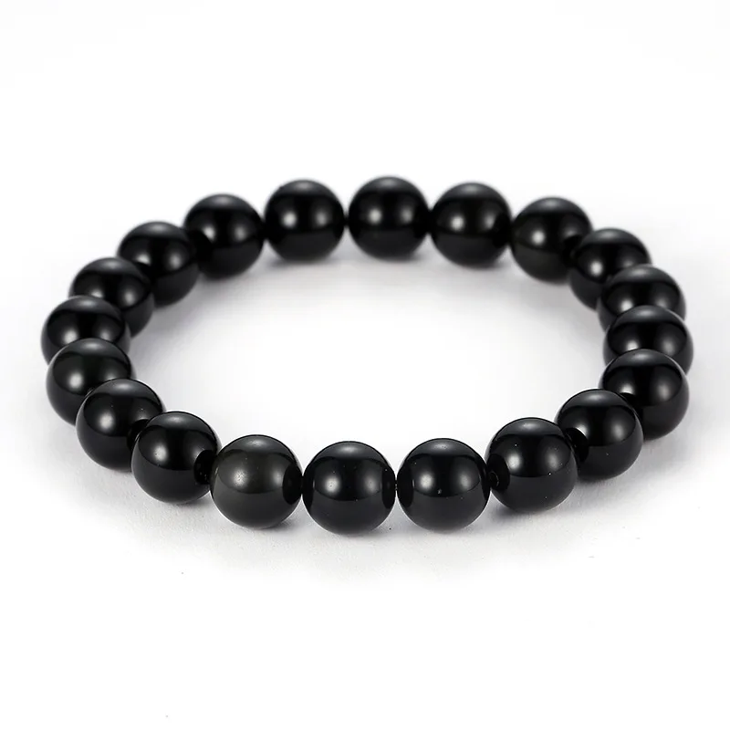 6mm 8mm 10mm 12mm Classic Black Obsidian Bead Bracelet Bangle Men Simple Elastic String Buddha beads Jewelry 2019 Fashion | Украшения и