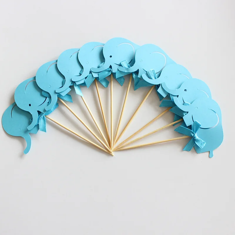

12pcs Cute Cartoon Pink Blue Elephant Cake Topper for Baby Birthday Party Baby Shower Baptism Ornaments Cake Baking Decorations