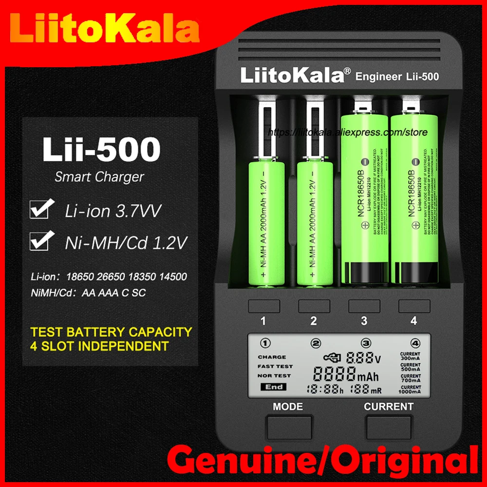 Оригинальное зарядное устройство Liitokala для аккумуляторов 18650 женское 26650 AA