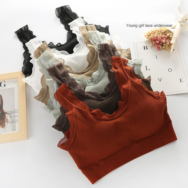 Кружевной топ с оборками на груди бесшовное Спортивное нижнее белье нагрудными
