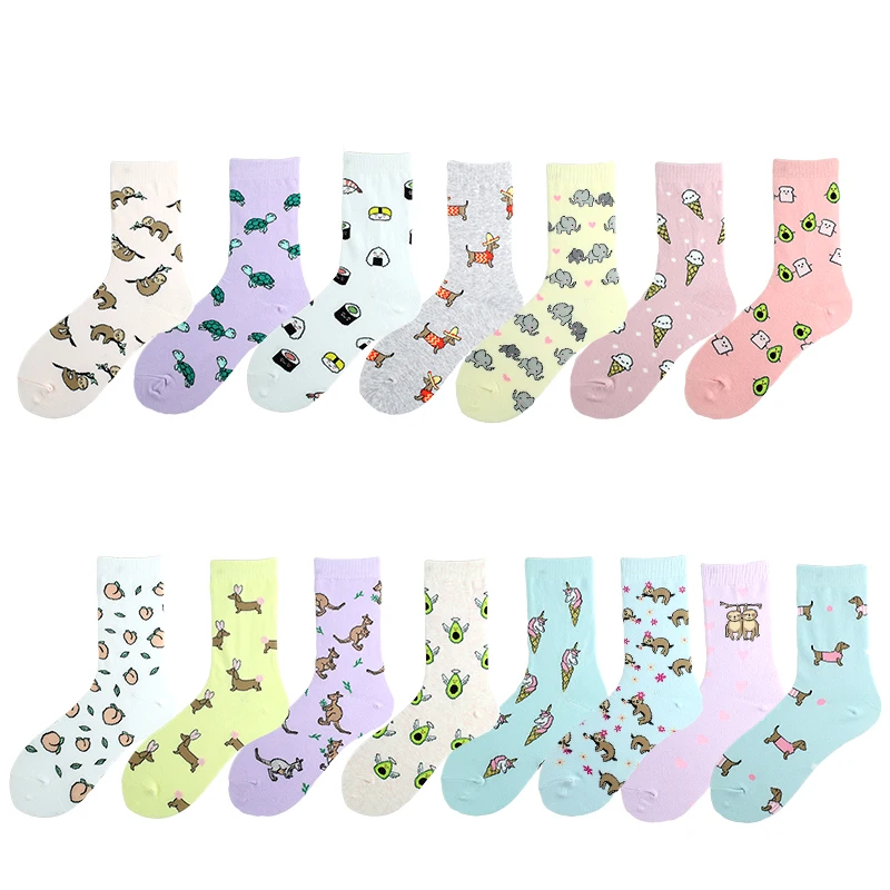 

Милые животные еда забавные Женские носочки Корейская креативная Обезьяна Слон авокадо мороженое Calcetines Mujer Divertidos Женская Skarpetki