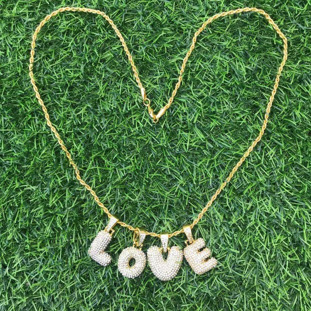A Z 26 Письмо пузыря ожерелья с подвесками цепочка для женщин Золотой Цвет стразы