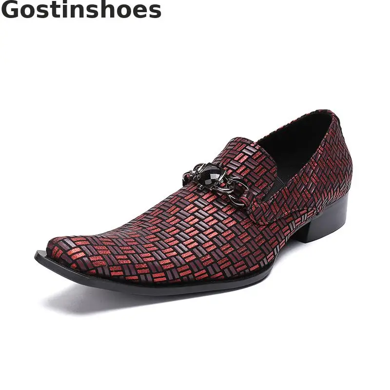 Брендовая обувь с квадратным носком для отдыха из воловьей кожи тиснением сезон