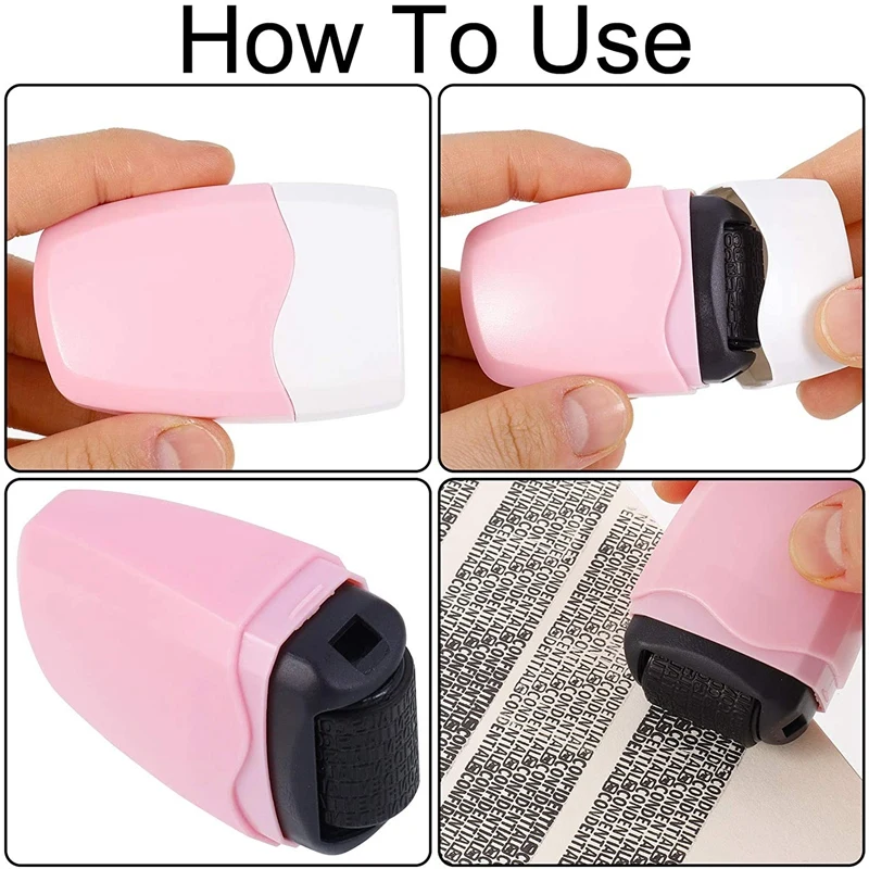 

3 Pack Identity Theft Prevention Stamp Identity Guard Roller Stamp Wide Rolling Security Stamp(Blue,Green,Pink)