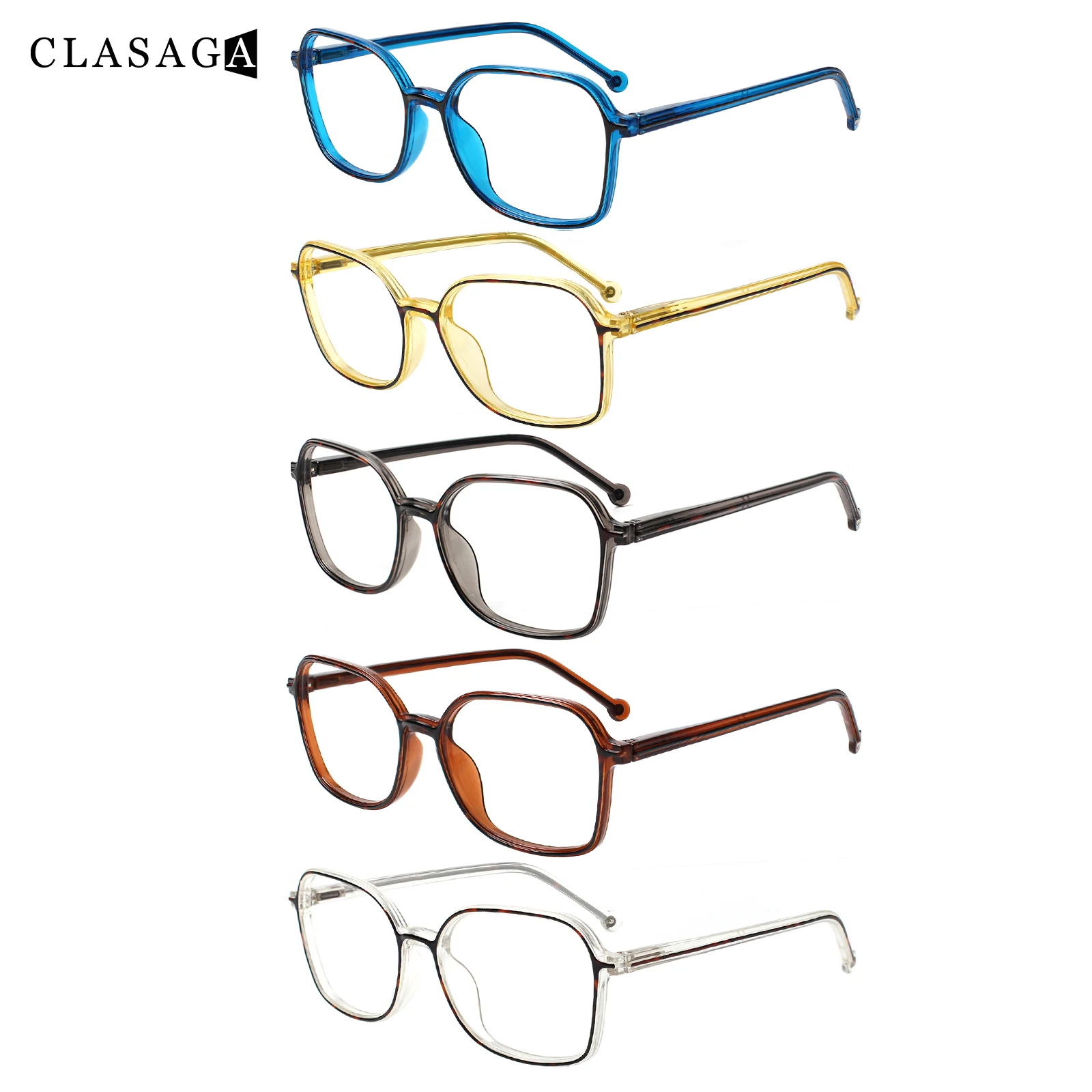 

CLASAGA 5 Pack Classic Plastic Frame Spring Hinge Glasses HD Comfortable Reader Eyeglasses Diopter +1.0+2.0+3.0+4.0+5.0+6.0