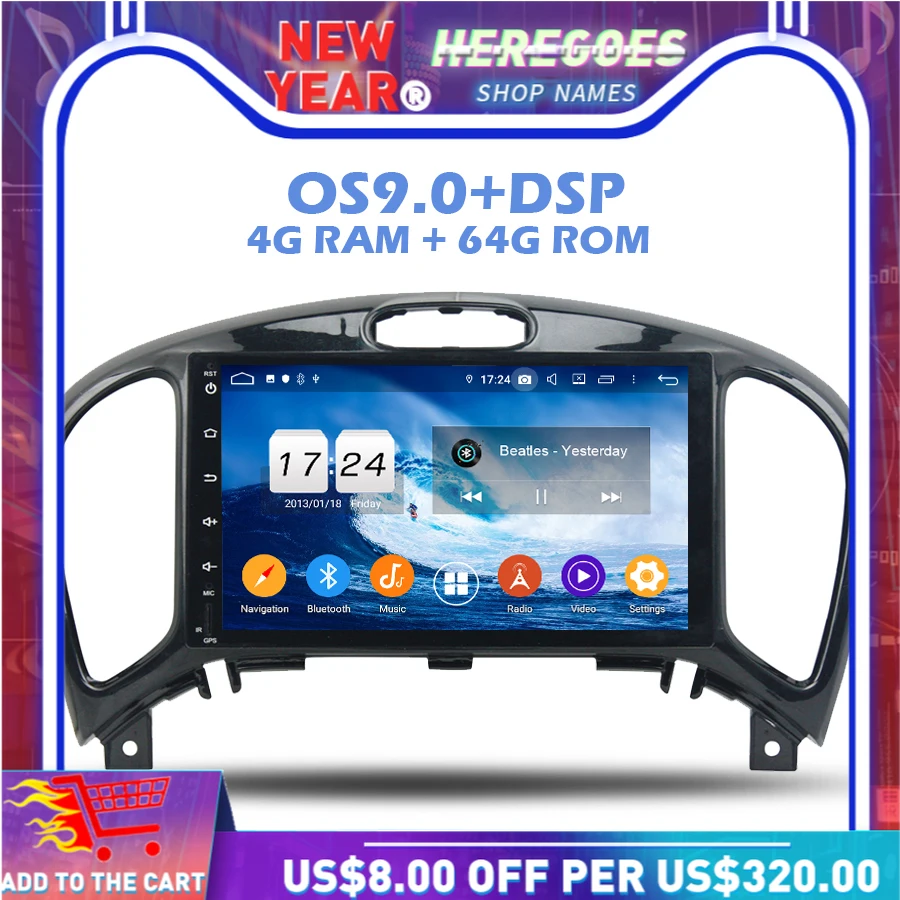 1280*720 IPS DSP Android 9 0 + 4G 64G 8 ядерный dvd-плеер для автомобиля Wifi Bluetooth 5 RDS радио GPS карта