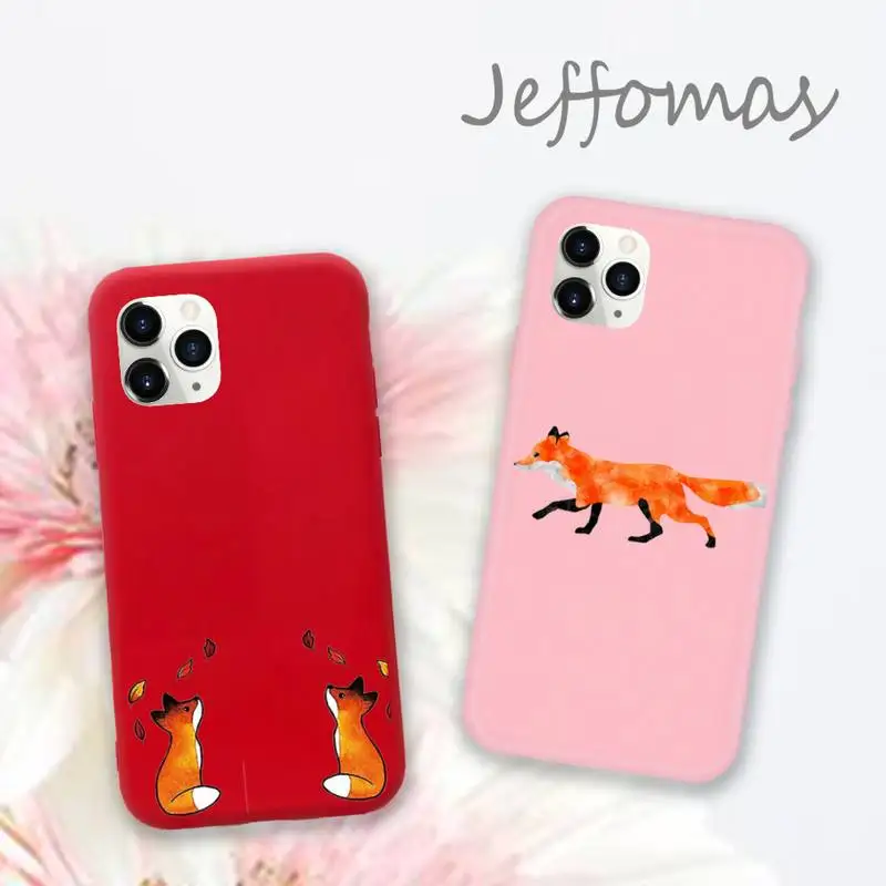 

Anime funny foxs lovely cute Phone Case Candy Color for iPhone 11 12 mini pro XS MAX 8 7 6 6S Plus X SE 2020 XR