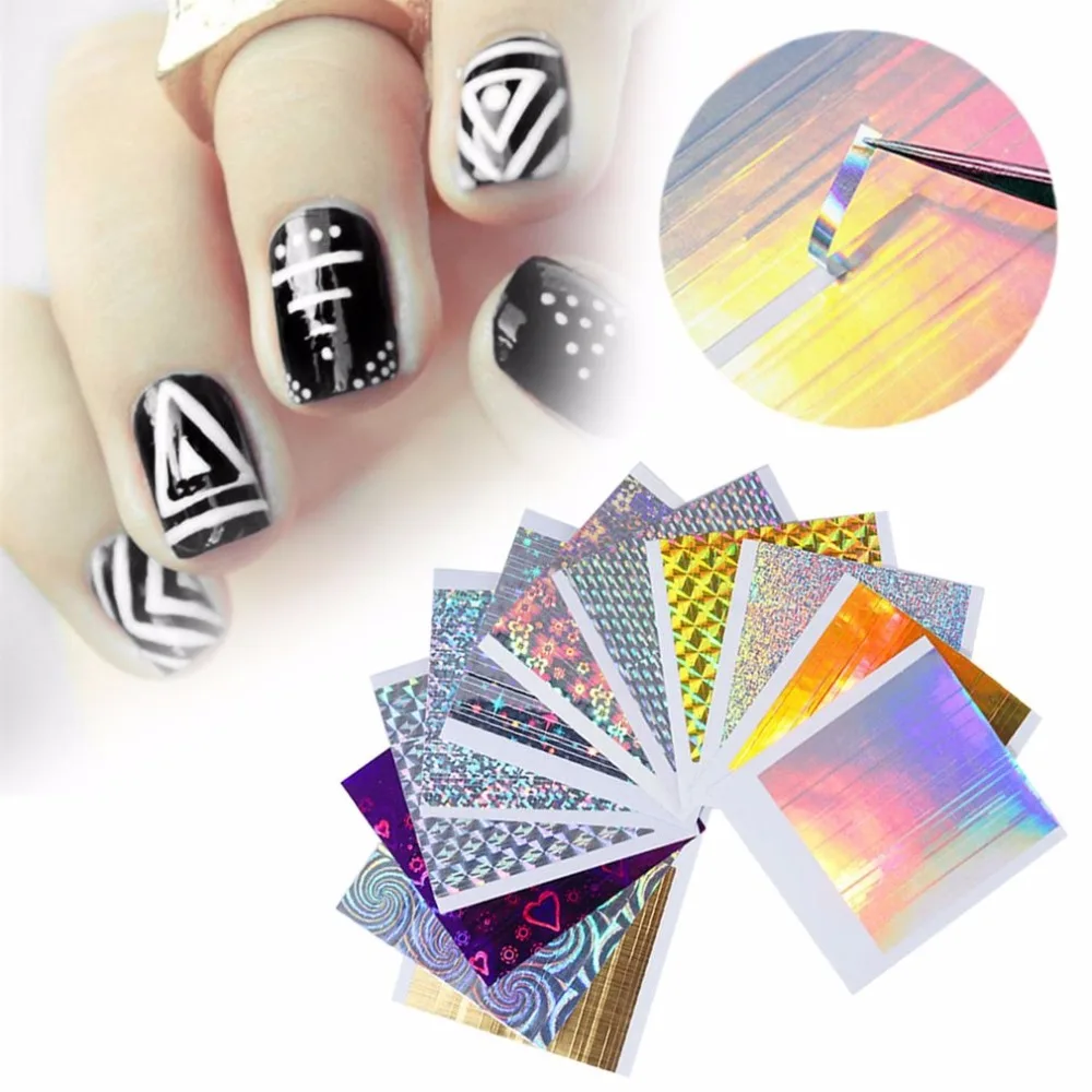 3D клейкая Лазерная линия цветные наклейки на ногти фольга для ногтей наклейка