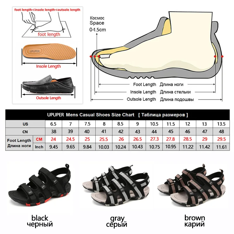 

Summer Men Sandals Hook&loop Men's Summer Shoes 2020 Fashion Waterproof Casual Beach Shoes Size:39-44 Black