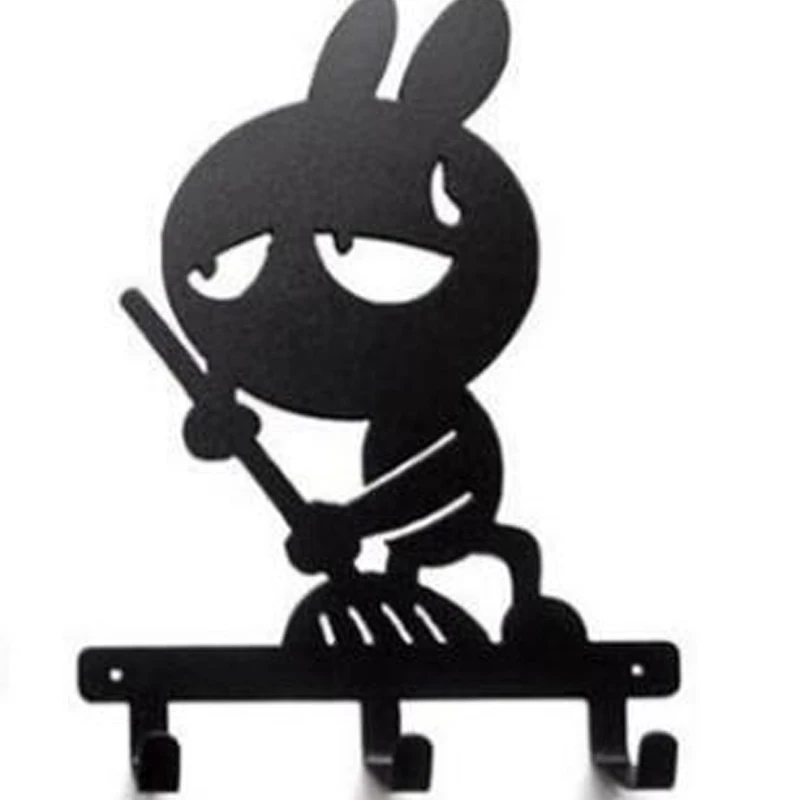 Original Design Funny Cartoon Rabbit Shaped Metal Robe Hook Coat Hat Bag Wall Hanger Decorative Wall Hooks