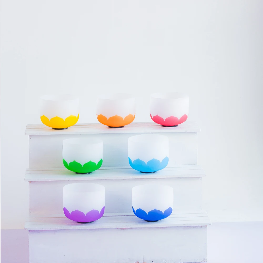 8Inch Perfect Pitch E Note Solar Plexus Chakra Yellow Lotus Frosted Quartz Crystal Singing Bowl Mallet and o-ring included | Спорт и