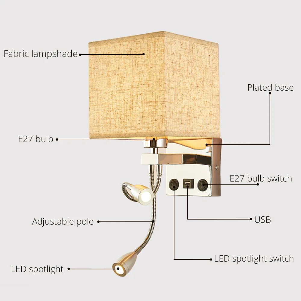 Настенный светильник s Lamp переключатель для Бра лестницы комнатный лампа E27