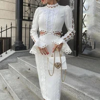 lace long dresses for women party wedding french robe 2021 fashion week alternative brides maid sexy dinner white black 33477