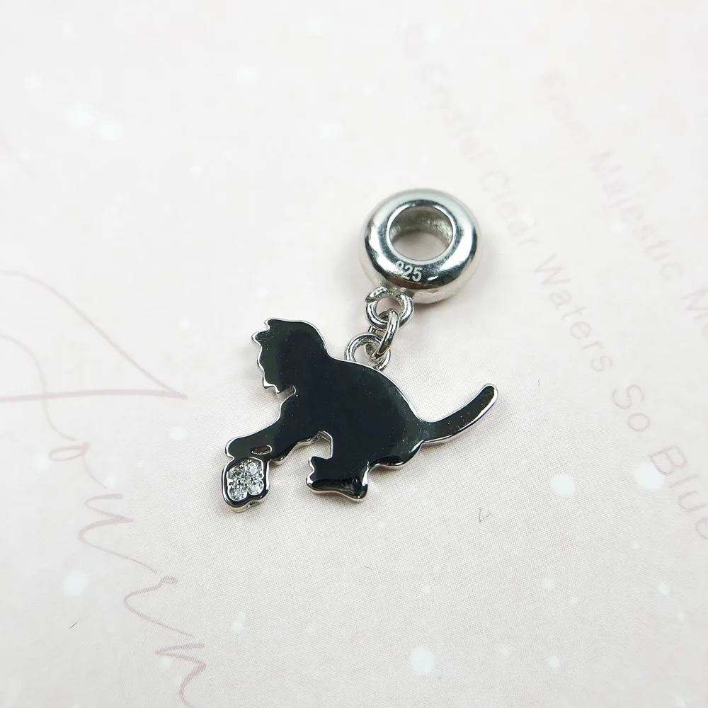 Высокое качество 925 стерлингового серебра милый котенок Подвески для