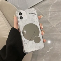 retro girls mirror moon ice planet track art japanese phone case for iphone 13 12 11 pro max xs max xr 7 8 plus case cute cover