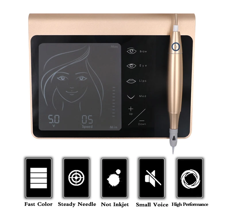 gold Charme Princess Dermografo микроблейдинг Charme Princesse Перманентный макияж машина татуировки ручка брови губы Eyeline с картриджем иглы мощный - Цвет: gold Charme Princess
