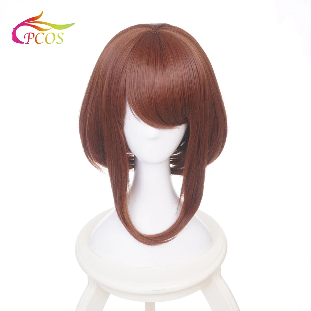 

Термостойкий парик для косплея My Hero Academia, моя геройская академия, Академия урарака, короткие коричневые, Бобо, бесплатная шапочка для парика