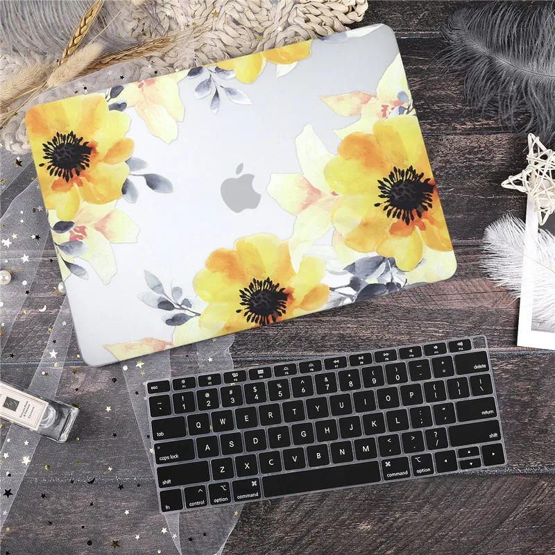 Пластиковый жесткий чехол с клавиатурой для MacBook Air 13 11 Pro 13 15 Touch Bar A2159 A1932 12 1" Ловец снов - Цвет: Yellow