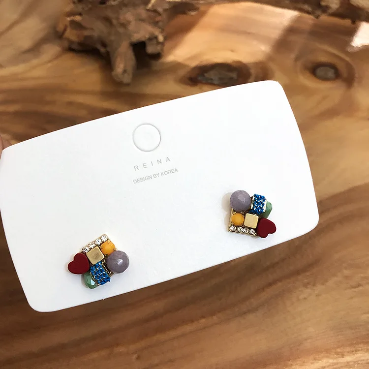 Модные богемные красочные серьги гвоздики для женщин аксессуары этнические