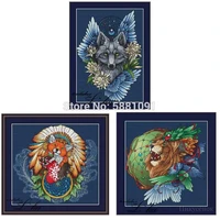 fox wolf lion dream catcher patterns counted cross stitch 11ct 14ct diy chinese cross stitch kits embroidery needlework sets
