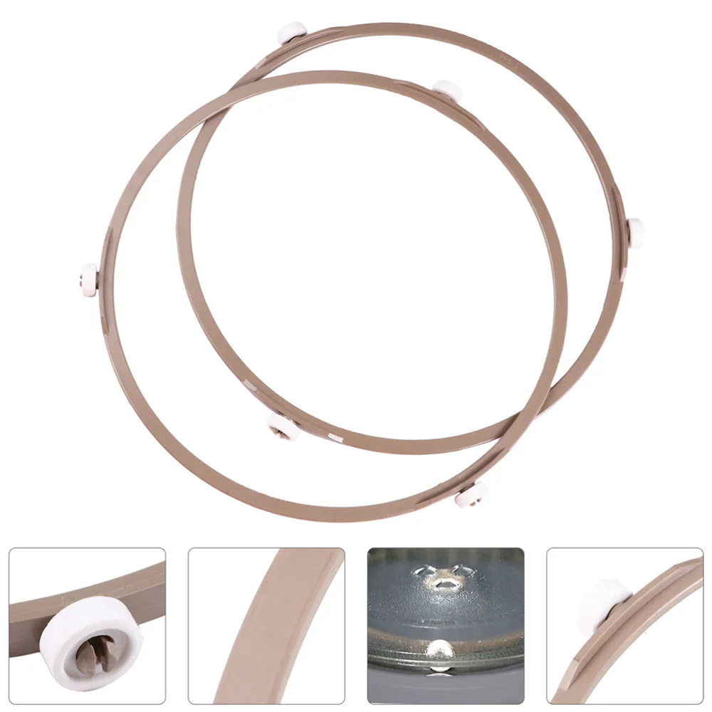 

2pcs Microwave Oven Turntable Holder Round Oven Tray Ring with Three Wheels