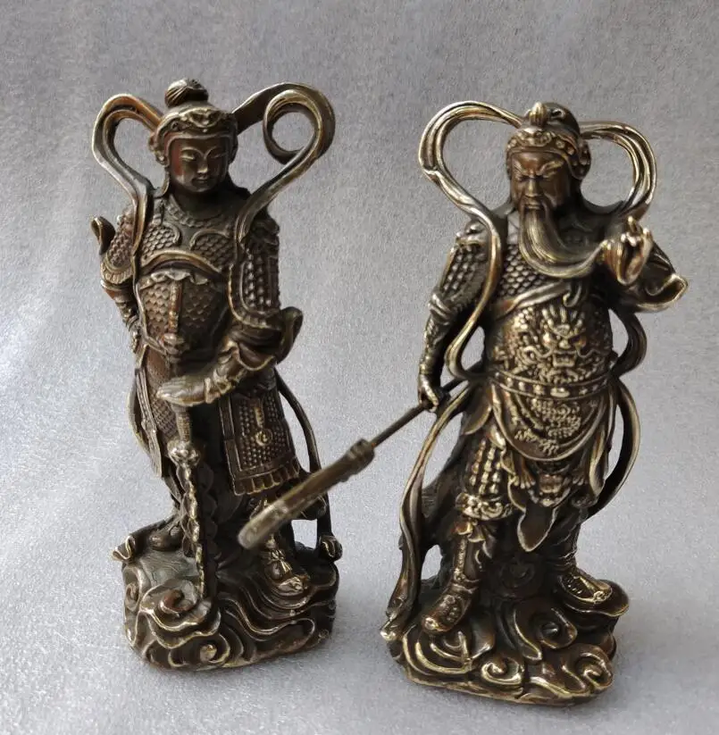 

Archaize латунь WeiTuo и Jia Lan bodhisattva ремесла статуя пара