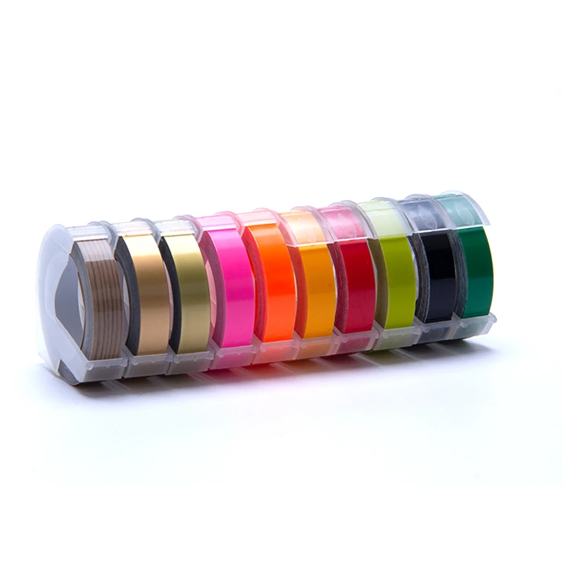 Set 1 UniPlus, 10 шт./лот, Dymo, 3D этикетки, ленты, много цветов, тиснение, маркировщик, сделай сам, буквенный принтер для Motex E101, принтер для этикеток dymo - Цвет: Set 1