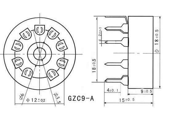 Керамика ламповая панель трубный зажим Gzc9 A G маленький 9 Pin розетка для 12Ax7 El84 6Dj8