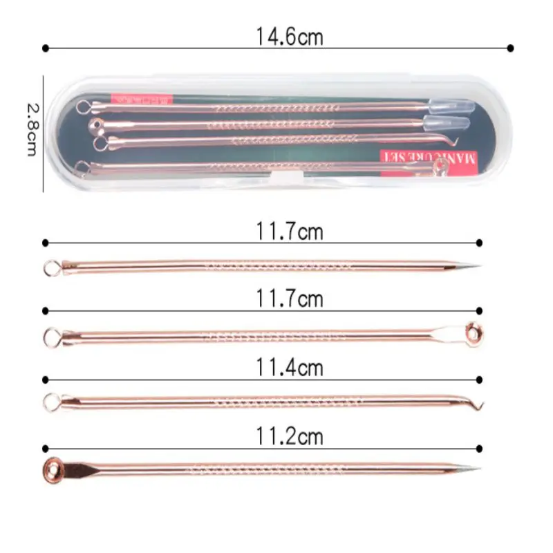 

4Pcs/set Stainless Steel Blackhead Acne Needle Blackhead Extractor Remover Pore Acne Cleanser Needle Crochet Hook Skin Care