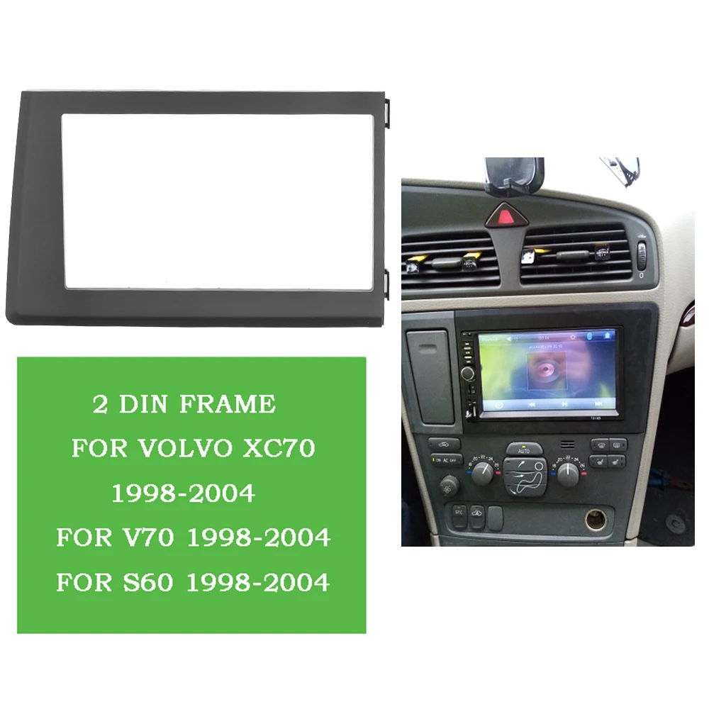 2 מסגרת דין רכב רדיו Fascia עבור וולוו XC70 V70 S60 1998-2004 זוגי דין מסגרת סטריאו צלחת לקצץ ערכת לוח דאש CD DVD