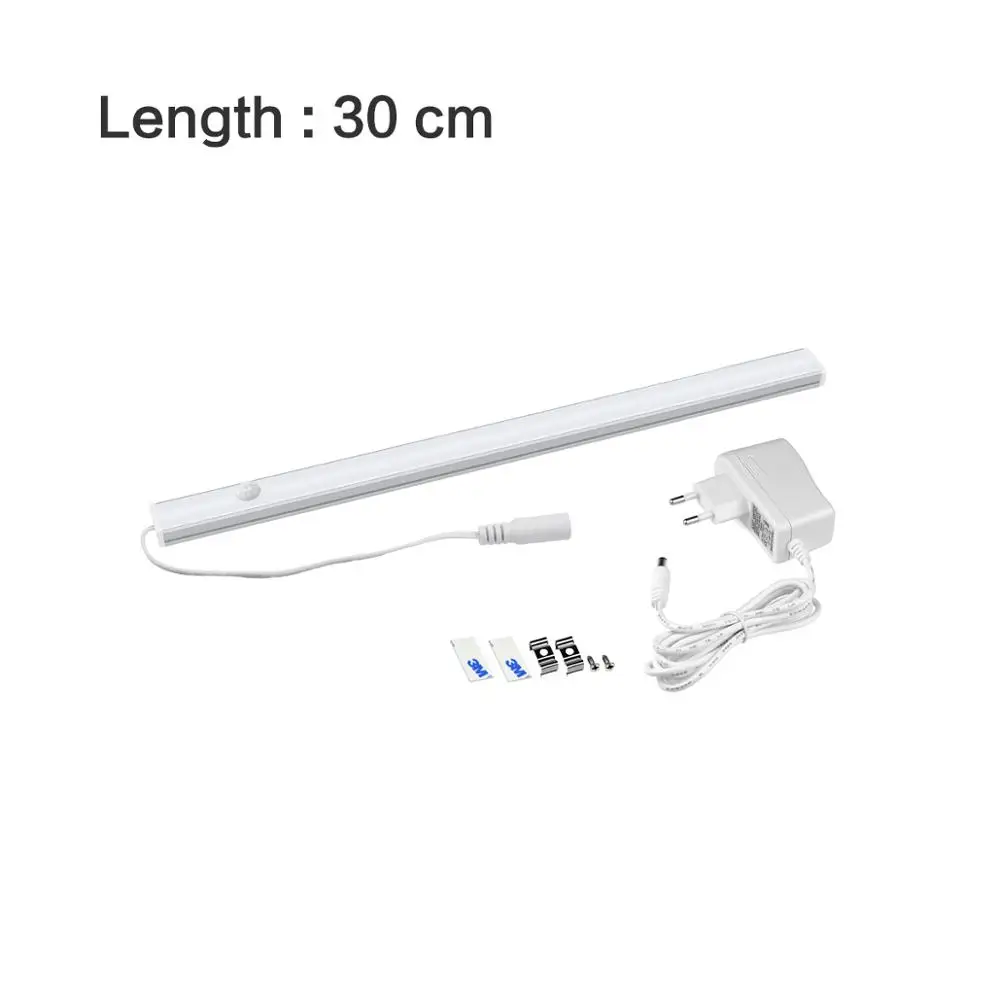 1x30cm-with adapter 30 см 40 см 50 см светодиодный светильник 5 Вт 6 Вт 7 Вт PIR датчик движения алюминиевая профильная труба лампа для помещений Кухня Спальня украшение подсветка - Испускаемый цвет: 1x30cm-with adapter