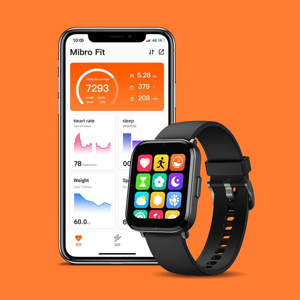 Mibro Color Smartwatch 5ATM Водонепроницаемый трекер сердечного ритма 270 мАч Батарея Смарт