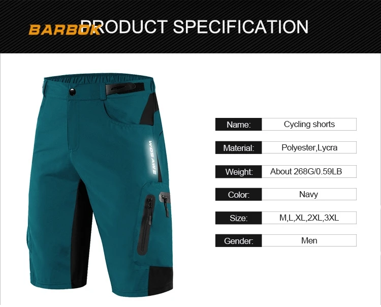 WOSAWE Riding Motorcycle Shorts Beach Downhill MTB Biker Sports Leisure Pants Reflective Motorbike Moto Cycling Shorts Pants