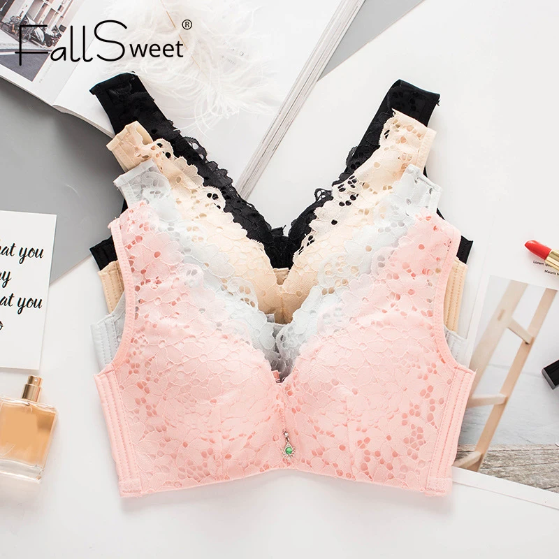 Женские ажурные бюстгальтеры FallSweet, бюстгальтер с тонкой чашечкой и глубоким V-образным вырезом