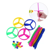 40pcslot pull string flying saucers toys for children boys girls helicopters lawn outdoor sports games plastic flying discs ufo