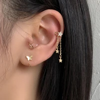 delicate jewelry 1 pc star ear clip earring 2021 popular design silvery plating tassels ear clip for girl fine accessories