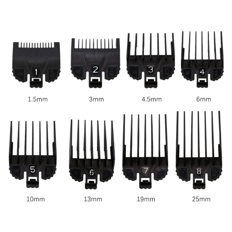 8pcs/set Oil Head Electric Clippers Caliper Limit Comb Hair Clipper Tooth Guides Combs with Storage Box Cutting Tool