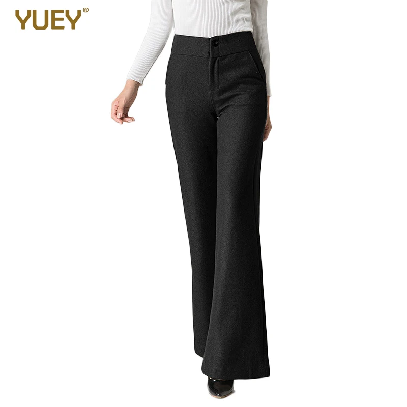 Женские шерстяные толстые теплые прямые расклешенные брюки для зимы плюс большой размер широкие брюки женские повседневные свободные брюки S до 9XL
