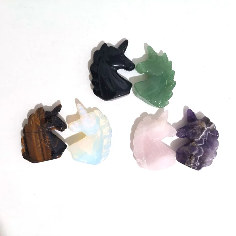 Натуральный Единорог кварц исцеляющий Кристалл ручной резной камень Голова