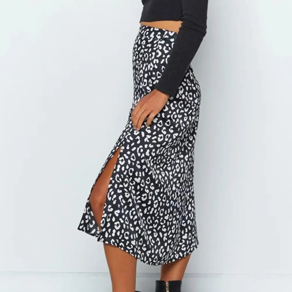 

2021Sexy Dress Leopard Wrap Skirt Print Chiffon Split Skirt Casual Fashion Long Skirts Women Spring Summer Clothes Zipper Elegan